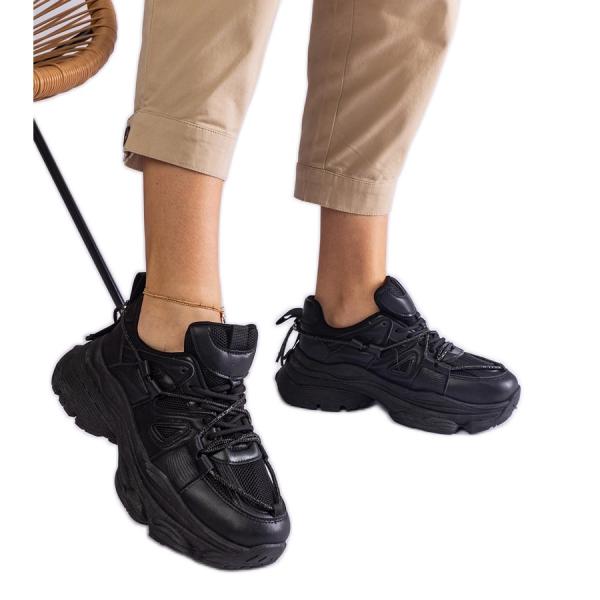 Czarne sneakersy sportowe damskie