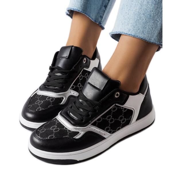 Inna Czarne sneakersy zdobione monogramem Isidora