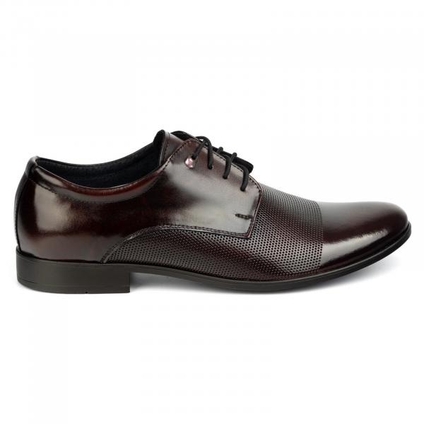 Olivier Buty męskie eleganckie skórzane 271T2 wisnia czerwone