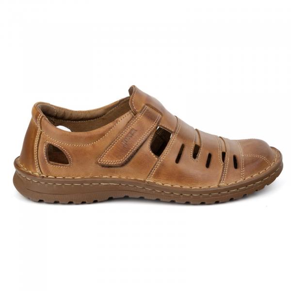 Joker Buty męskie skórzane ażurowe 501J jasno brązowe