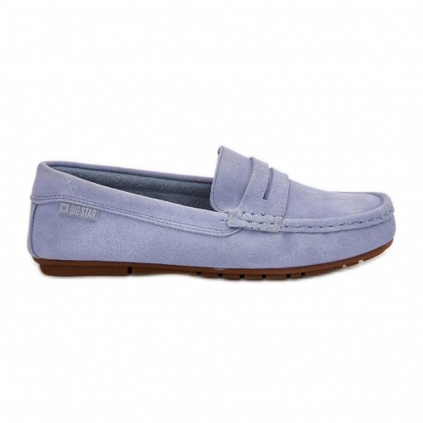 Zamszowe Mokasyny Damskie Big Star RR274943 Niebieskie