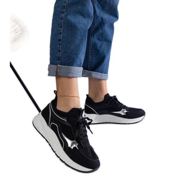 Czarne sneakersy sportowe damskie