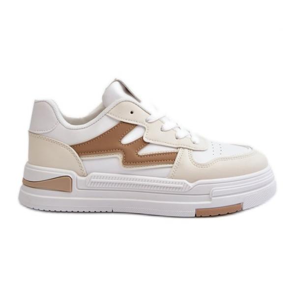 Sneakersy Damskie Na Platformie Z Eko Skóry Beżowe Lynnette beżowy