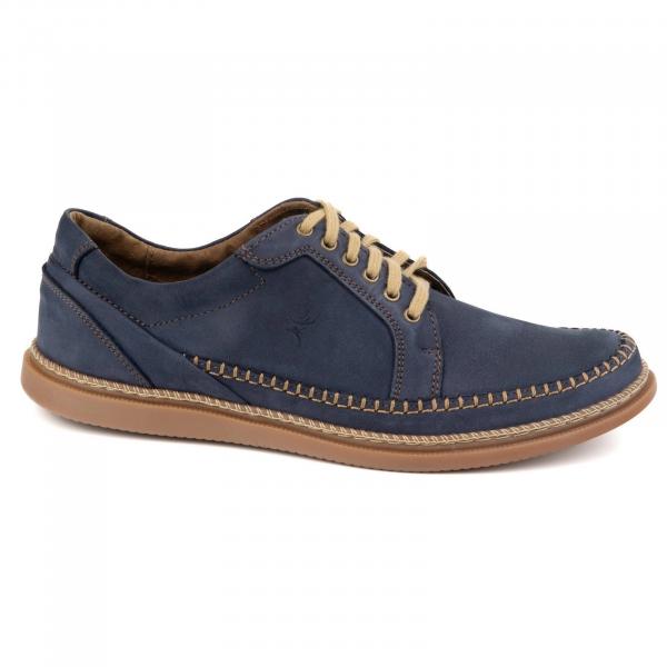 Olivier Buty Męskie Skórzane Casual Model 313GT granatowe niebieskie