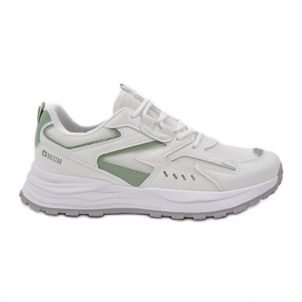Buty Sportowe Damskie Big Star NN274A095 HI-POLY System Biało-Zielone białe
