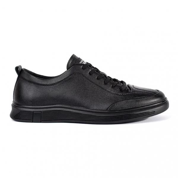 Niskie sneakersy męskie z eko-skóry czarne