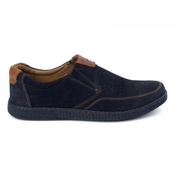 KOMODO Buty męskie skórzane Casual 854/2 granatowe niebieskie