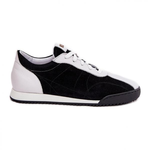 Skórzane Buty Sportowe Damskie Laura Messi 2935 Czarne