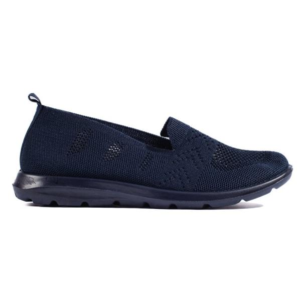 Granatowe tekstylne slip on damskie niebieskie