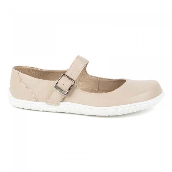 Baleriny barefoot damskie Olivier 1286 – skórzane buty z klamerką do codziennych i eleganckich stylizacji beżowe beżowy