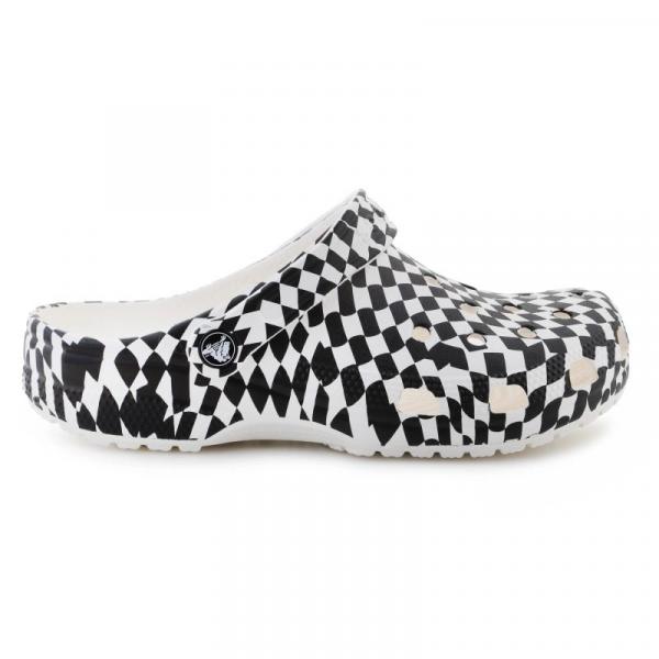 Klapki Crocs Classic warped checker clog 211007-103 w kratkę białe