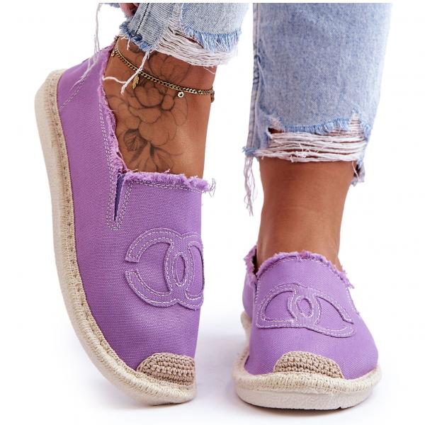 Klasyczne Damskie Espadryle Fioletowe Flaure