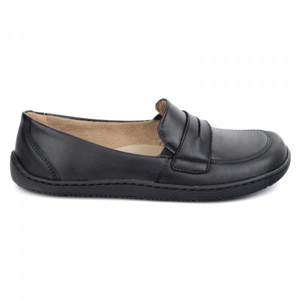 Olivier Barefoot Eleganckie Damskie minimalistyczne mokasyny skórzane 1280 czarne lico