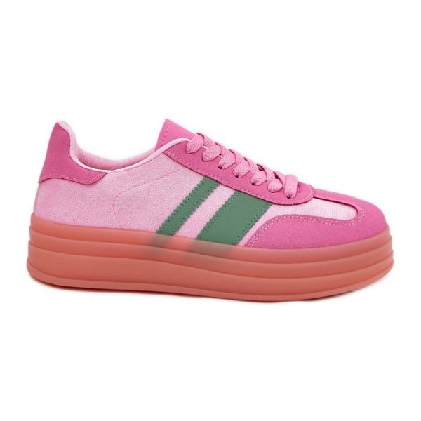 Niskie Sneakersy Na Platformie Różowe