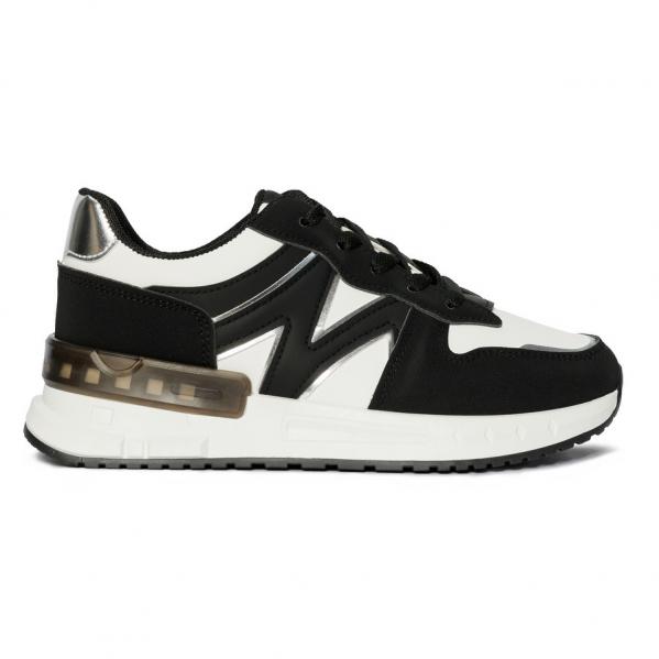 Czarne wygodne sneakersy damskie białe