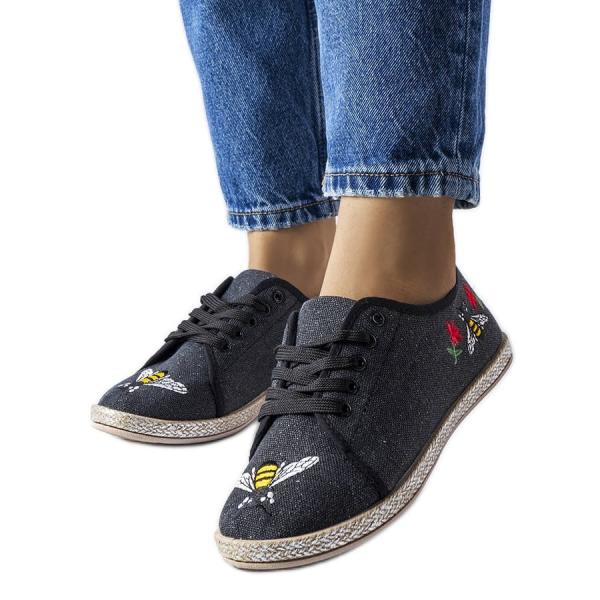 Czarne brokatowe espadryle Malia