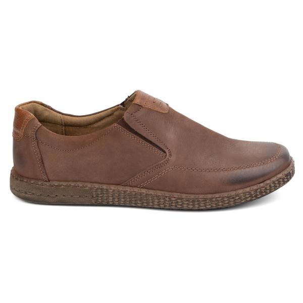 KOMODO Buty męskie skórzane Casual 854/2 brązowe