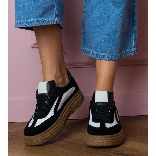Czarne sneakersy trampki na grubej podeszwie