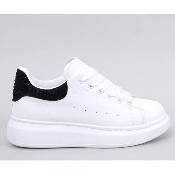 Sneakersy na platformie z cyrkoniami Parkss WHITE/BLACK - Inello czarne