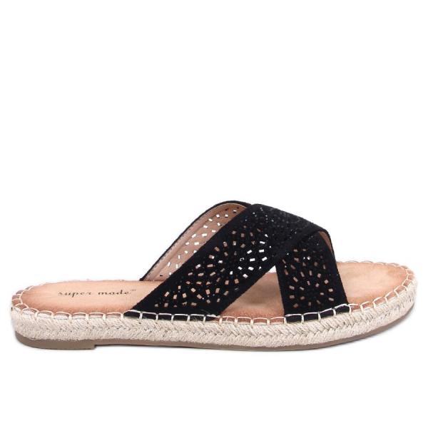 Klapki damskie espadryle Bakou Black czarne