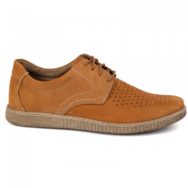 KOMODO Buty męskie skórzane Casual 933/L/2 rude pomarańczowe