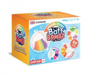 Bomby do kąpieli zmieniające kolor wody, zestaw 4 szt., Rainbow Baff Bombz, 3+, Zimpli Kids, OUTLET