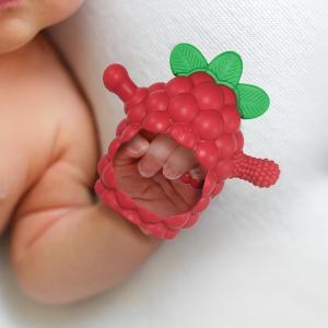 RaZbaby Gryzak Silikonowy na ząbkowanie dla Niemowląt | RaZberry Grip różowy, 3m+