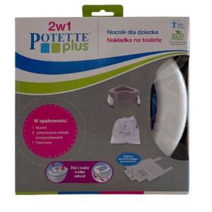 2w1 Potette Plus: Nocnik dla dziecka i nakładka na toaletę, biało-niebieski, Potette Plus OUTLET