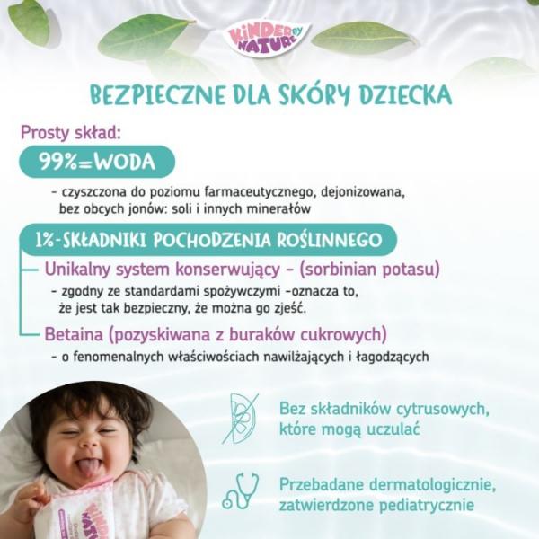Zestaw Chusteczki nawilżane Kinder by Nature odpowiednie dla noworodków i dzieci 12 opakowan (672 szt.) + etui