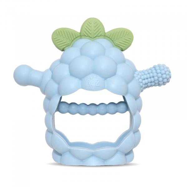 RazBaby Gryzak Silikonowy na ząbkowanie dla Niemowląt | Razberry Grip błękitny, 3m+