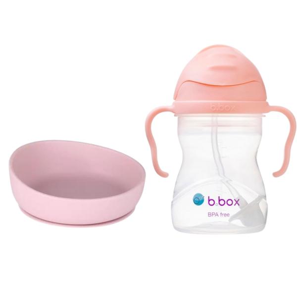 Zestaw miseczka różowa, Doidy Bowl + bidon ze słomką 240 ml tutti frutti, b.box