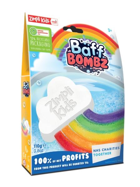 Tęczowa chmurka do kąpieli zmieniająca kolor wody, Rainbow Baff Bombz, 3+, Zimpli Kids, OUTLET