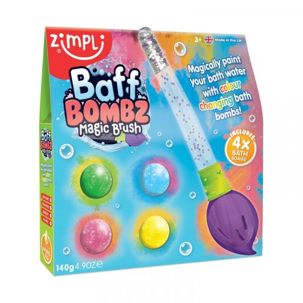 Zimpli Kids Kule do zabawy do kąpieli dla dzieci zestaw 4 szt. z pędzlem Baff Bombz Magic Brush 3+, OUTLET