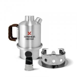 Aluminiowa Kuchenka czajnik turystyczny Survival Kettle Half srebrna - zestaw