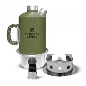 Aluminiowa Kuchenka czajnik turystyczny Survival Kettle zielona - zestaw
