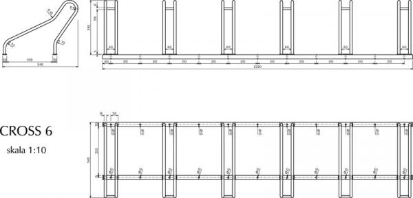 Stojak na 6 rowerów CROSS-6, ocynkowany