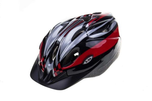 Kask Biko BASIC czarny-srebrny-czerwony -HM-BI301-1