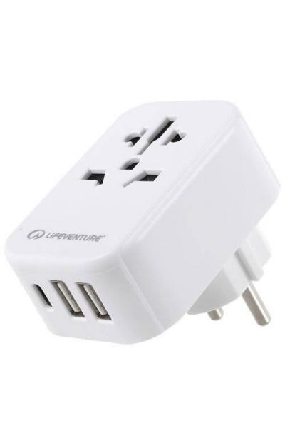 Adapter podróżny z USB i USB-C LIFEVENTURE WORLD TO EUROPE TRAVEL ADAPTOR