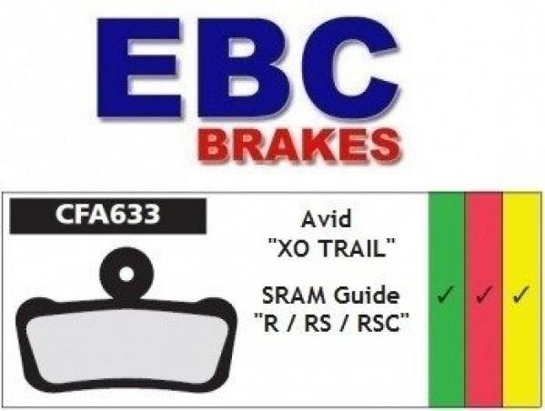 Klocki hamulcowe rowerowe EBC (organiczne) AVID XO TRAIL, SRAM GUIDE R, RS, RSC