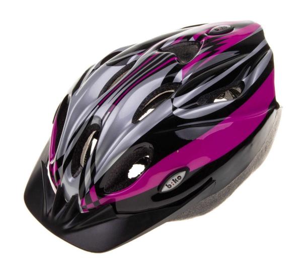 Kask Biko BASIC czarny-srebrny-fiolet -HM-BI302-1