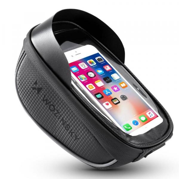 Torba rowerowa na kierownicę pokrowiec na telefon 1L Wozinsky WBB16BK