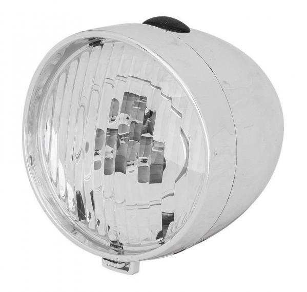 Lampa przednia XC Light -764B Retro 3 diody LED, zasilane 3x AAA, srebrna