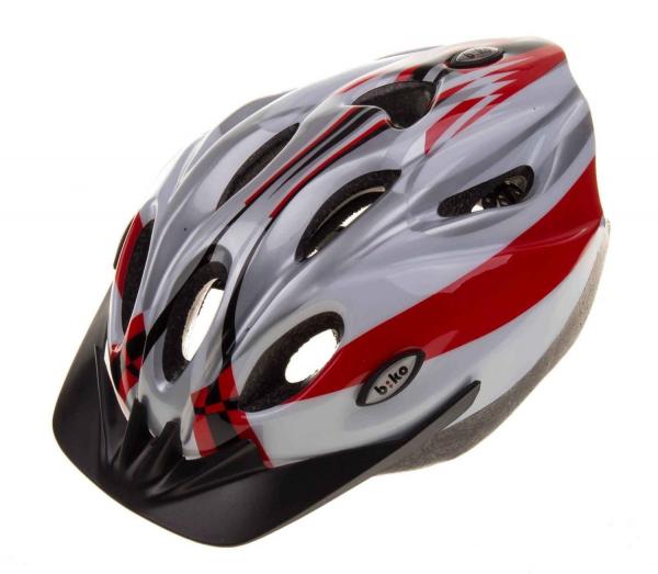 Kask Biko BASIC biały-srebrny-czerwony -HM-BI306-1