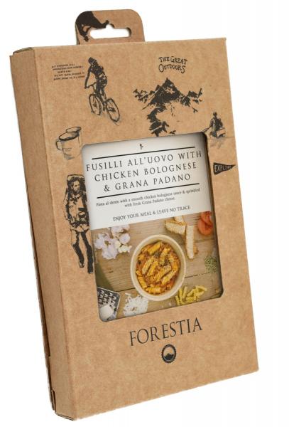 Danie turystyczne Forestia fusilli all'ouvo z kurczakiem bolognese i grana padano 350g