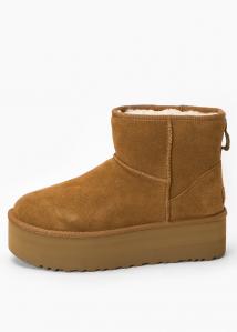 Buty zimowe damskie brązowe UGG W CLASSIC MINI PLATFORM