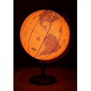 Globus Żaglowce podświetlany drewniana stopka 32 cm