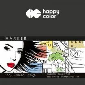 Happy Color Blok do markerów ART, biały, 20x20cm, 100g, 25 arkuszy 100 g 25 kartek