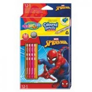 Patio Kredki ołówkowe trójkątne Colorino Kids + temperówka Spiderman 13 kolorów 12 szt.