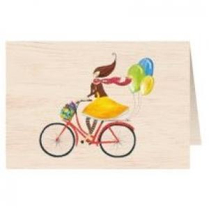 Cozywood Karnet drewniany C6 Rower z balonami + koperta