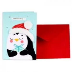 Karnet Bożonarodzeniowy Pingwin